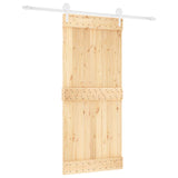 Sliding Door Natural and White 90 x 210 cm Solid Pine Wood 3445179