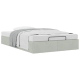 Ottoman Bed Frame No Mattress Light Grey Double Velvet 3311000