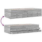Daybed with Drawers without Mattress Grey Sonoma 75x190 cm Small Single 3280893