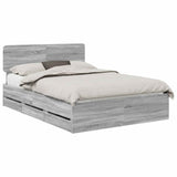 Bed Frame with Drawer Grey Sonoma 140 x 190 cm Engineered Wood 3412190