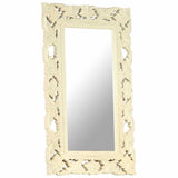 Hand Carved Mirror White 80x50 cm Solid Mango Wood 321642