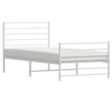 Metal Bed Frame without Mattress with Footboard White 100x190cm 352380