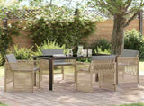 Garden Dining Set 5 pcs Beige Powder-Coated Steel 3380670