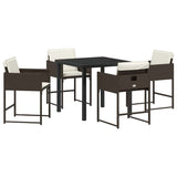 Garden Dining Set 5 pcs Brown Poly Rattan 3380725