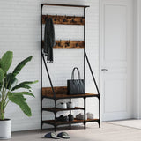 Clothes Rack with Shoe Storage Smoked Oak 80x40x184 cm 837864