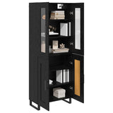 Highboard 2 pcs Black Oak Engineered Wood and Glass 3416097