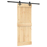 Sliding Door Natural and Black 80 x 210 cm Solid Pine Wood 3445062