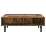 Side Table with Wheels Old Wood 90 x 50 x 30 cm Engineered Wood 891022
