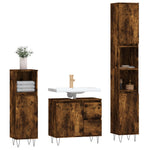 ZNTS 3 Piece Bathroom Furniture Set Smoked Oak Engineered Wood 3190226