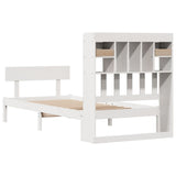 ZNTS Bookcase Bed without Mattress White 90x200 cm Solid Wood Pine 3321829