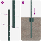Embedded Fence Post 44 pcs Green 200 cm Powder-Coated Steel 3335925