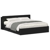 Bed Frame with Storage Black 200 x 200 cm Engineered Wood 3433985
