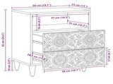 Bed cabinet with Drawer White 50 x 33 x 60 cm Solid Mango Wood 4018378