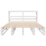 Bed Frame without Mattress White 150x200 cm King Size Solid Wood Pine 3306499