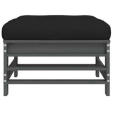 Garden Footstools with Cushions 2pcs Grey Solid Wood Pine 825697