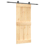 Sliding Door Natural and Black 85 x 210 cm Solid Pine Wood 3444973