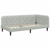 Corner Bed Frame with Headboard Light Grey 90 x 200 cm Velvet 42016606