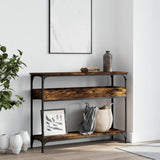 Console Table with Shelf Smoked Oak 100x29x75cm Engineered Wood 837719