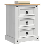 Bedside Table Corona White 53 x 39 x 66 cm Solid Pine Wood 42021189
