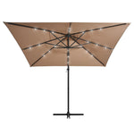 ZNTS Cantilever Garden Parasol with LED lights and Steel Pole 250x250 cm Taupe 46995