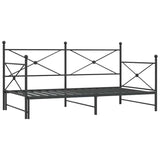 ZNTS Daybed with Trundle without Mattress Black 100x200 cm Steel 4104677