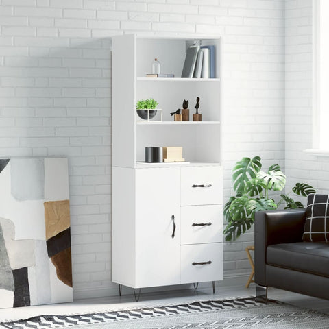 Highboard White 69.5x34x180 cm Engineered Wood 3189437