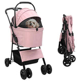 Folding Pet Stroller Adjustable Pink 81 x 47 x 99 cm Polyester 42012432