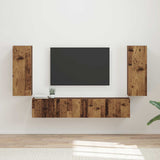 TV Wall Cabinet Set Wall-mounted 4 pcs Old Wood Engineered Wood 3408923