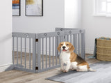 Freestanding Pet Gate 4 Panel Folding Wooden Dog Barrier w/ Support Feet T3398P349695