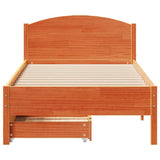 Bed Frame without Mattress Wax Brown 75x190 cm Small Single Solid Wood Pine 3301853