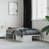 Metal Bed Frame without Mattress with Headboard White 107x203cm 352364