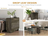 Folding Dining Table, Drop Leaf Table with 2-Tier Shelves, Rolling Casters, for Small Spaces, T3398P343160