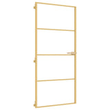 Interior Door Slim Golden 93x201.5 cm Tempered Glass and Aluminium 155138