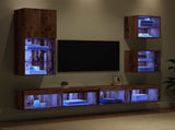 TV Wall Units with LED 5 pcs Old Wood Engineered Wood 3402950