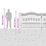 Fence Gate with Spear Top with Lock Grey 404 x 150 cm Steel 42009050