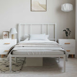 Metal Bed Frame without Mattress with Headboard White 100x200cm 352524