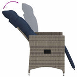 3 Piece Bistro Set with Cushions Grey Poly Rattan 365677