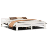Bed Frame without Mattress White 180x200 cm Super King Size Solid Wood Pine 855464