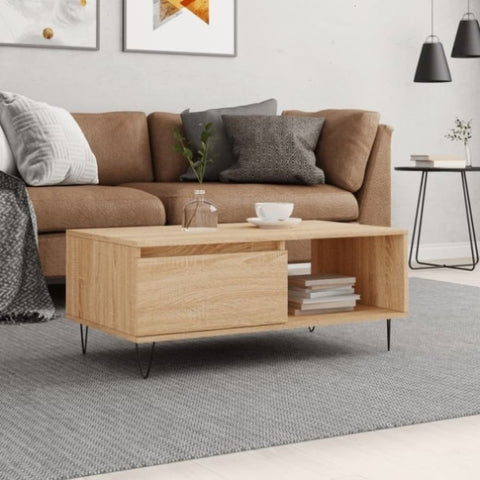 ZNTS Coffee Table Sonoma Oak 90x50x36.5 cm Engineered Wood 830567