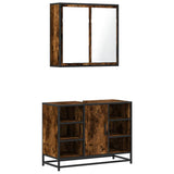 2 Piece Bathroom Furniture Set Smoked Oak Engineered Wood 3300912