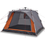 Camping Tent Cabin 4-Person Grey and Orange Quick Release 4004221