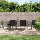7 Piece Garden Dining Set Black Textilene and Steel 3187047