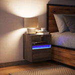 ZNTS Wall-mounted Bedside Cabinet with LED Lights Brown Oak 3307987