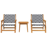 Garden Chairs with Table 3 pcs Black and White 3214436