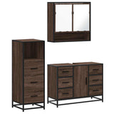 3 Piece Bathroom Furniture Set Brown Oak Engineered Wood 3301054