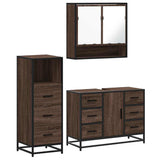 3 Piece Bathroom Furniture Set Brown Oak Engineered Wood 3301054
