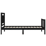 Bed Frame without Mattress Black Small Single Solid Wood Pine 3192195