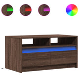 Coffee Table with LED Lights Brown Oak Engineered Wood 851997