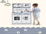 Kids Wooden Toy Kitchen Pretend Play Cooking Playset w/ Sound & Light Effect, Battery Operated T3398P378967