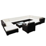 12 Piece Garden Lounge Set with Cushions Poly Rattan Brown 42091